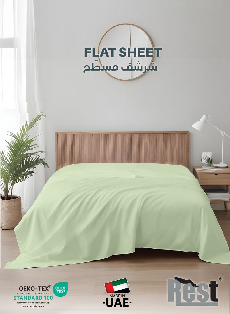 REST Flat Bedsheet 220x240cm Plush Mint Green Breathable Machine Washbale Bedsheet Extra Soft Easy Fit Highly Breathable Bedding & Linen Cover - Image 1